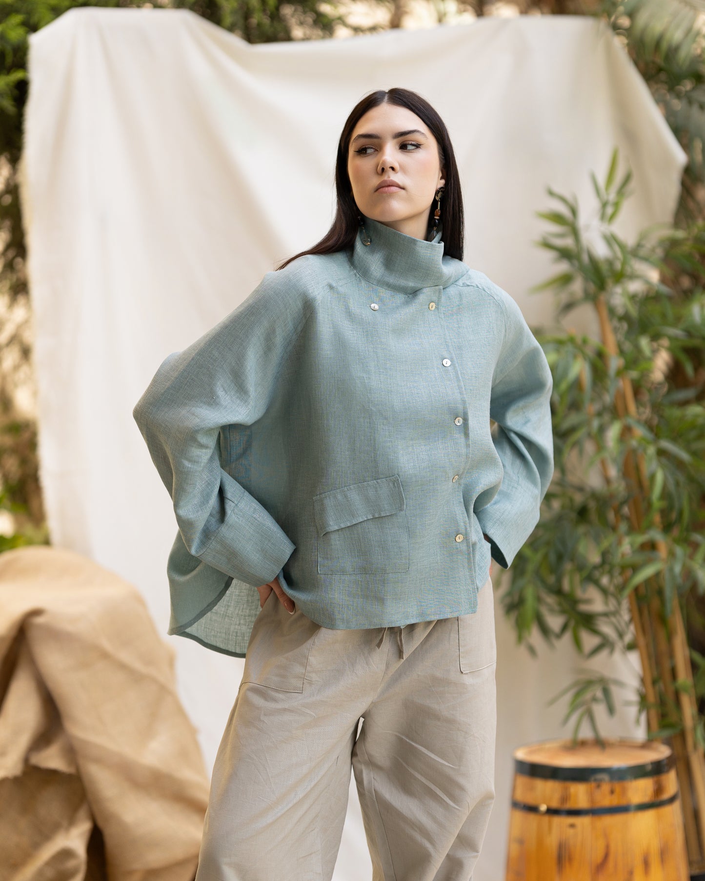SHIMMER LINEN BLOUSE