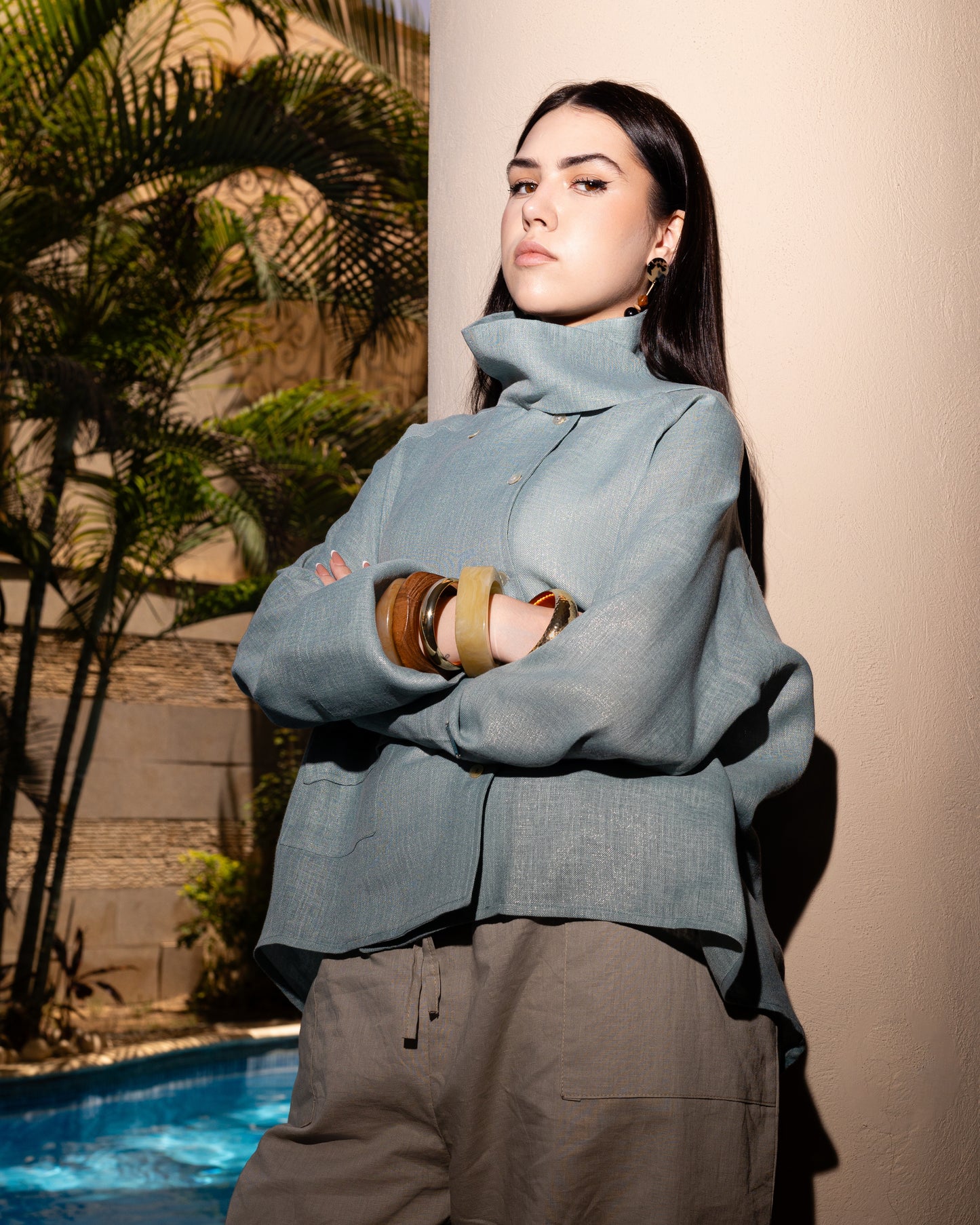 SHIMMER LINEN BLOUSE